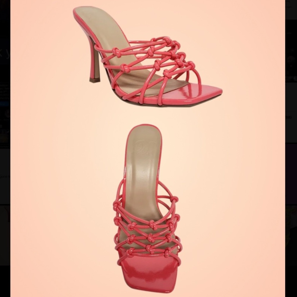 Pink Coral Knot Detail Backless Heels/ Heeled Sandals (4” heel”